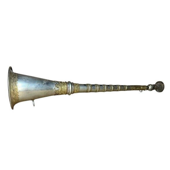 Tibetan Gyaling Metal Buddhist Ceremonial Flute 27" Handcrafted Spiritual - Picture 1 of 10